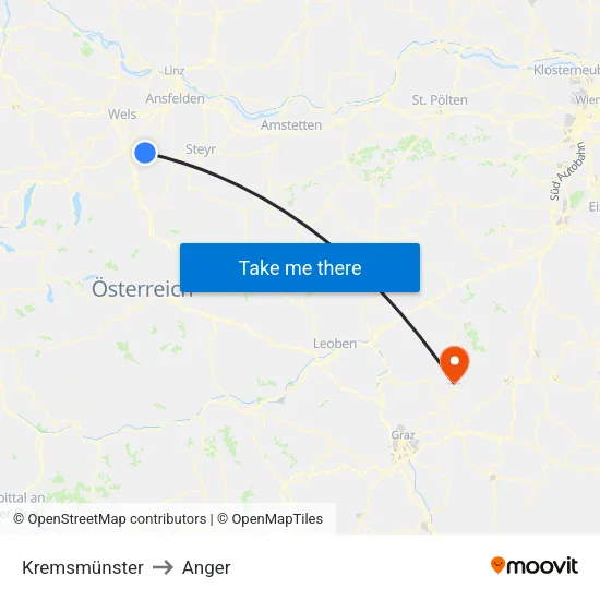 Kremsmünster to Anger map