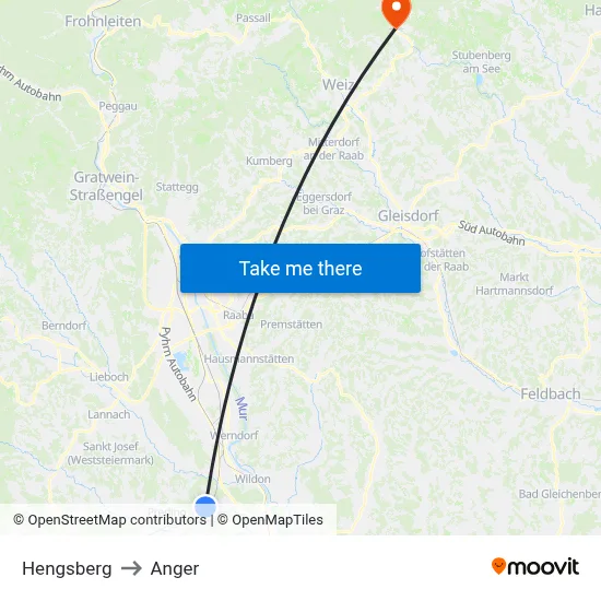 Hengsberg to Anger map