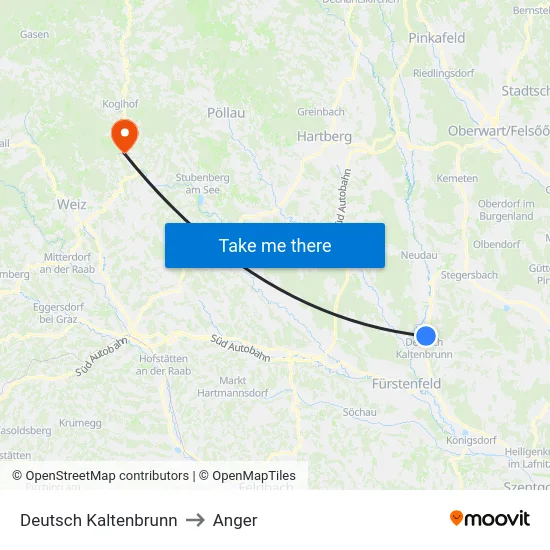 Deutsch Kaltenbrunn to Anger map