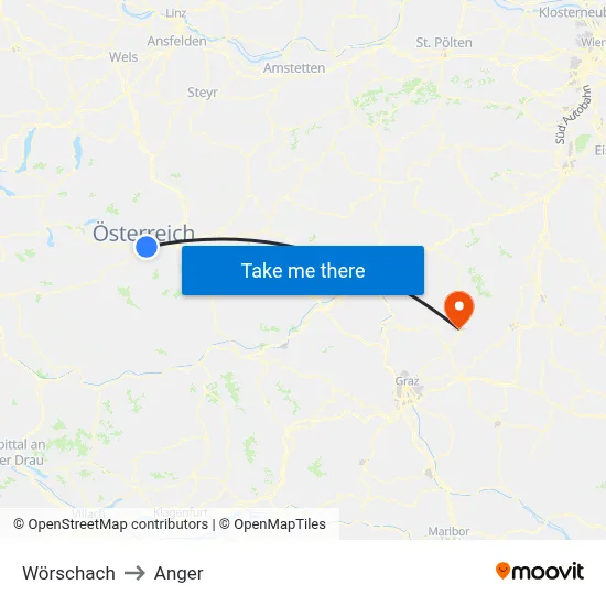 Wörschach to Anger map