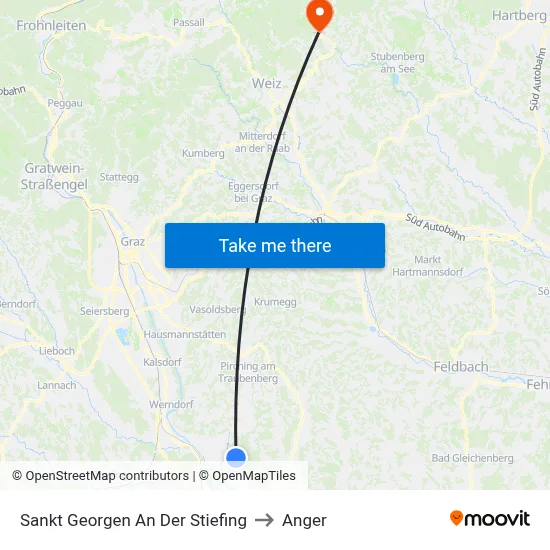 Sankt Georgen An Der Stiefing to Anger map