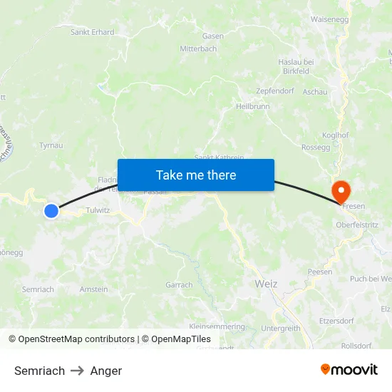 Semriach to Anger map