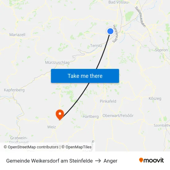 Gemeinde Weikersdorf am Steinfelde to Anger map