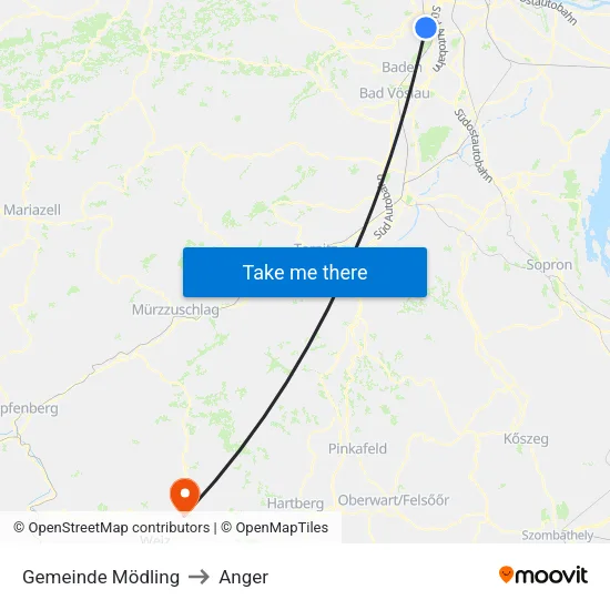 Gemeinde Mödling to Anger map