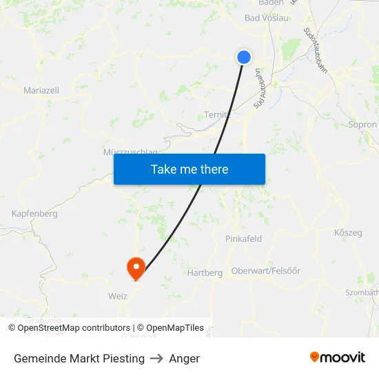 Gemeinde Markt Piesting to Anger map