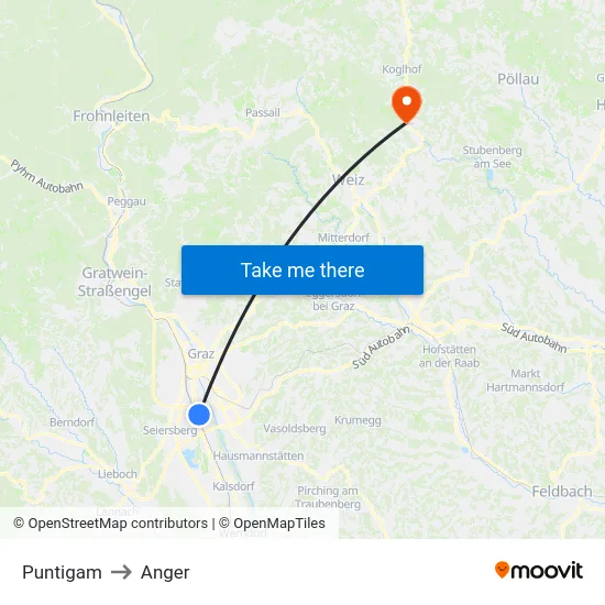 Puntigam to Anger map