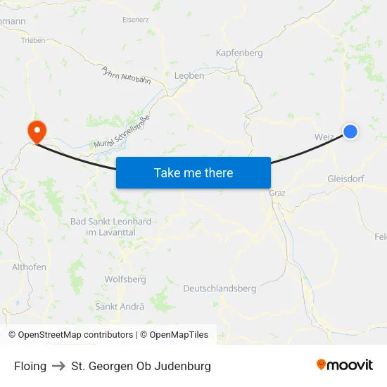 Floing to St. Georgen Ob Judenburg map