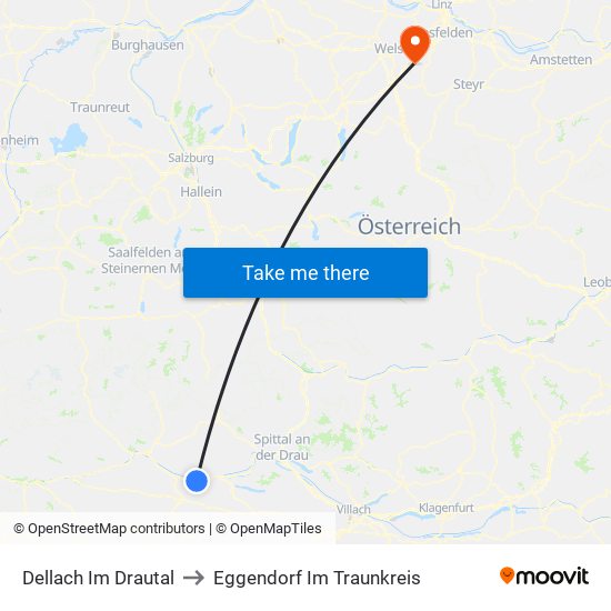 Dellach Im Drautal to Eggendorf Im Traunkreis map