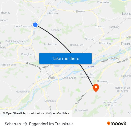 Scharten to Eggendorf Im Traunkreis map