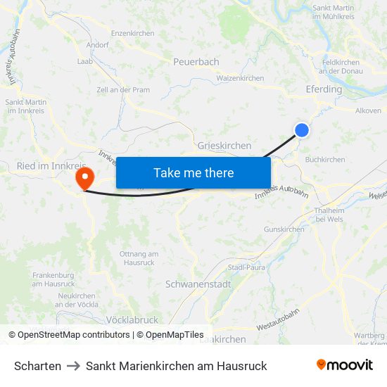 Scharten to Sankt Marienkirchen am Hausruck map