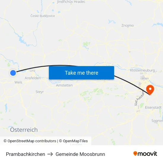 Prambachkirchen to Gemeinde Moosbrunn map