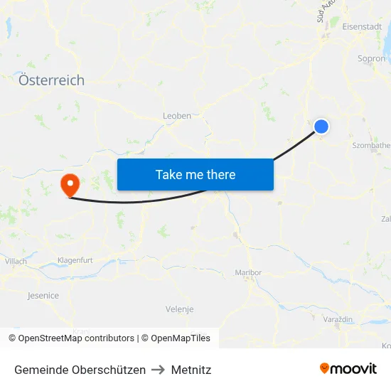 Gemeinde Oberschützen to Metnitz map