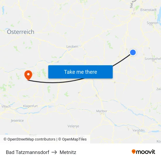 Bad Tatzmannsdorf to Metnitz map