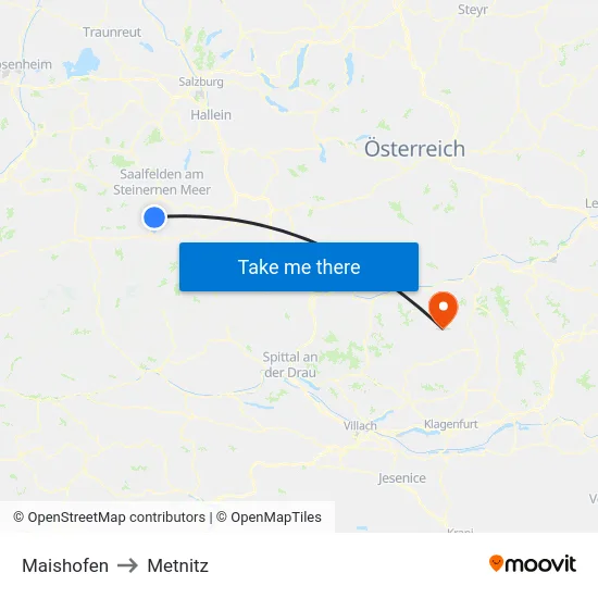 Maishofen to Metnitz map