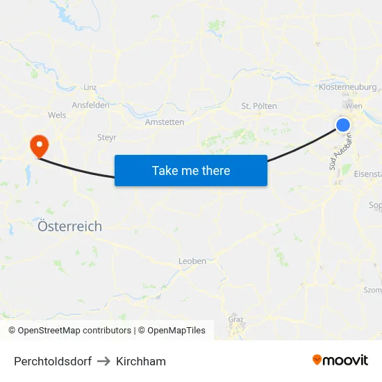 Perchtoldsdorf to Kirchham map