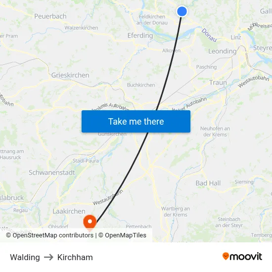 Walding to Kirchham map