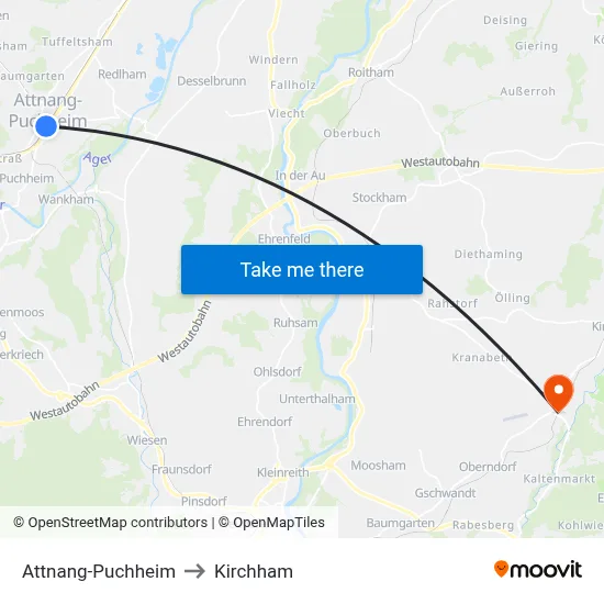 Attnang-Puchheim to Kirchham map