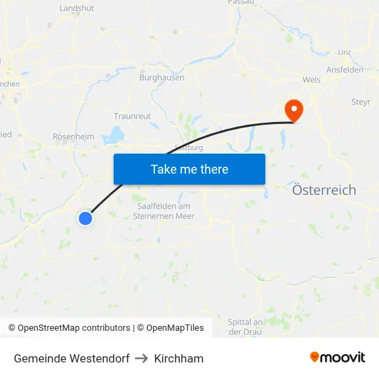 Gemeinde Westendorf to Kirchham map