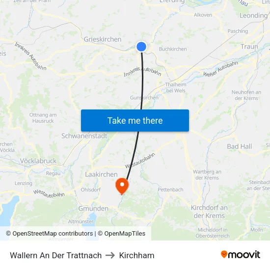 Wallern An Der Trattnach to Kirchham map