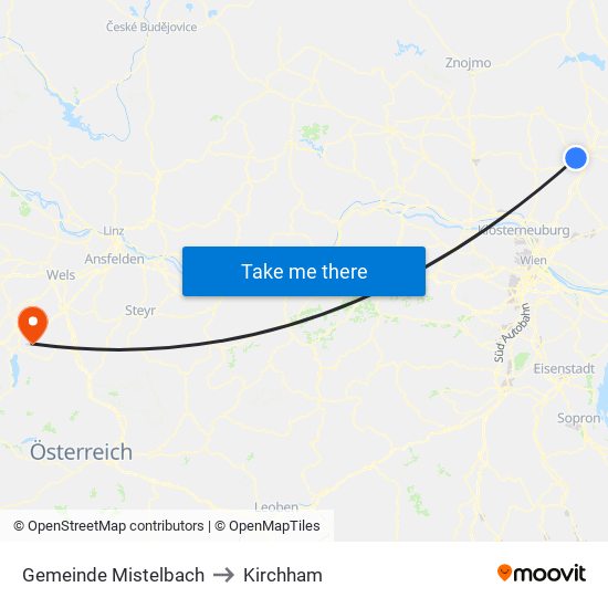 Gemeinde Mistelbach to Kirchham map