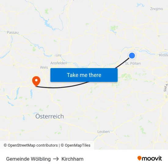 Gemeinde Wölbling to Kirchham map