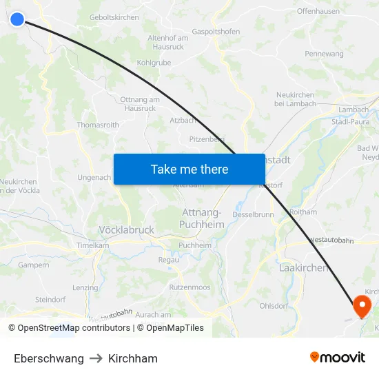 Eberschwang to Kirchham map