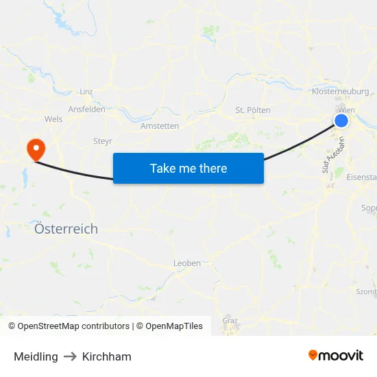Meidling to Kirchham map