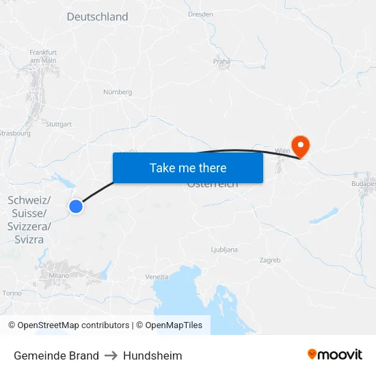 Gemeinde Brand to Hundsheim map