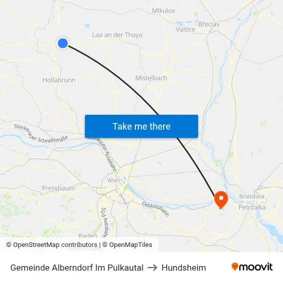 Gemeinde Alberndorf Im Pulkautal to Hundsheim map