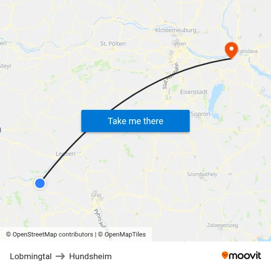 Lobmingtal to Hundsheim map