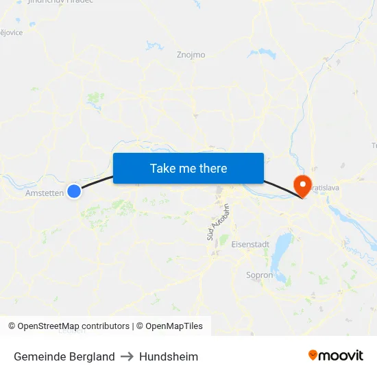 Gemeinde Bergland to Hundsheim map