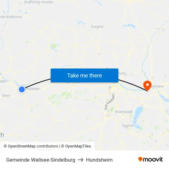 Gemeinde Wallsee-Sindelburg to Hundsheim map