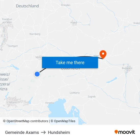 Gemeinde Axams to Hundsheim map