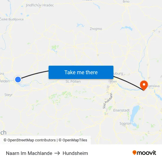 Naarn Im Machlande to Hundsheim map