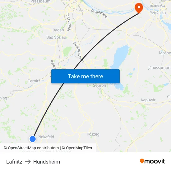 Lafnitz to Hundsheim map