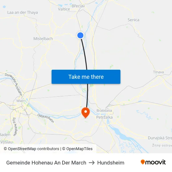 Gemeinde Hohenau An Der March to Hundsheim map