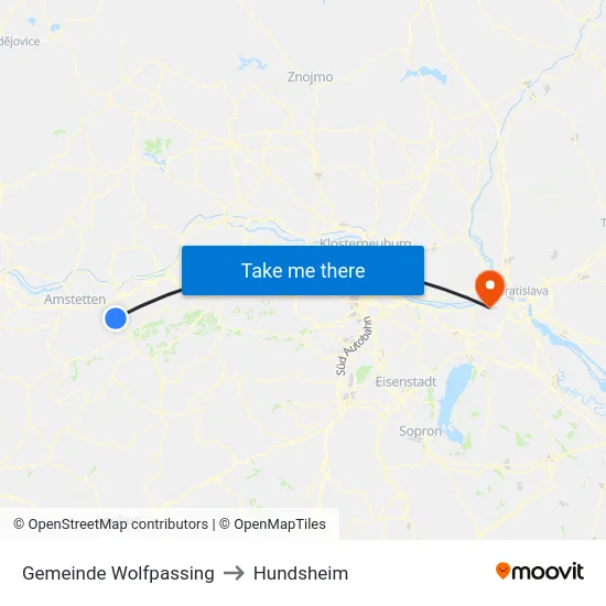 Gemeinde Wolfpassing to Hundsheim map