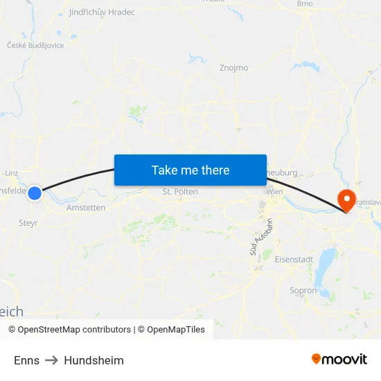 Enns to Hundsheim map
