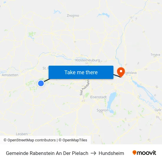 Gemeinde Rabenstein An Der Pielach to Hundsheim map