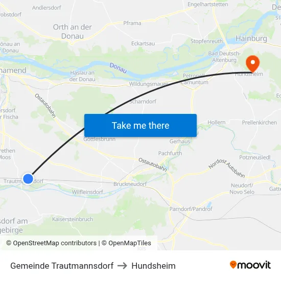 Gemeinde Trautmannsdorf to Hundsheim map