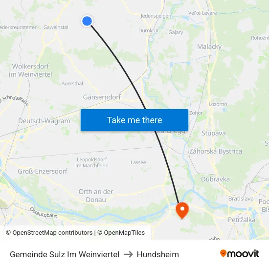 Gemeinde Sulz Im Weinviertel to Hundsheim map