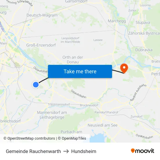 Gemeinde Rauchenwarth to Hundsheim map