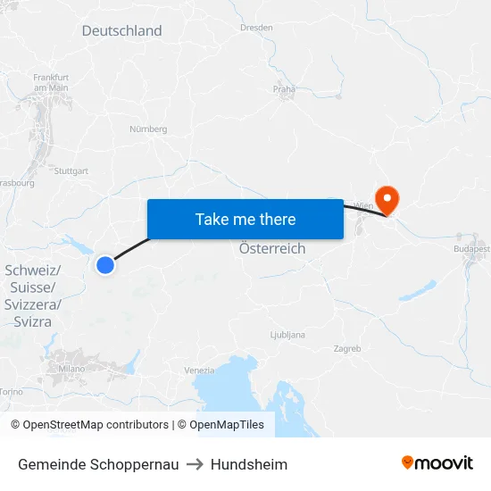 Gemeinde Schoppernau to Hundsheim map