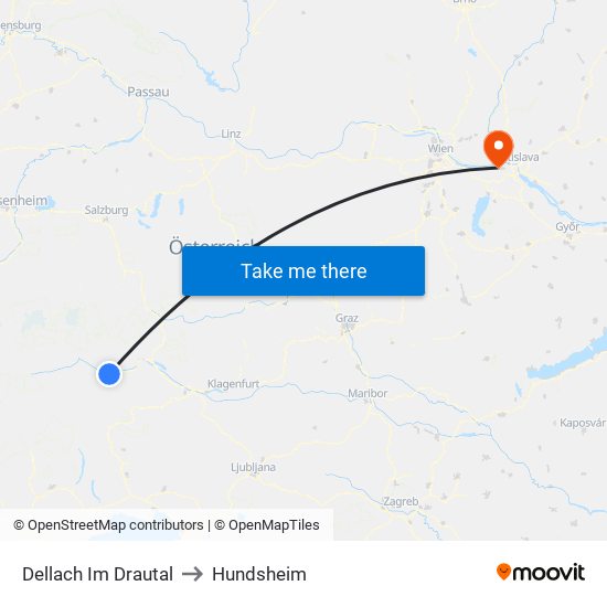 Dellach Im Drautal to Hundsheim map