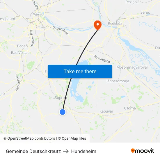 Gemeinde Deutschkreutz to Hundsheim map