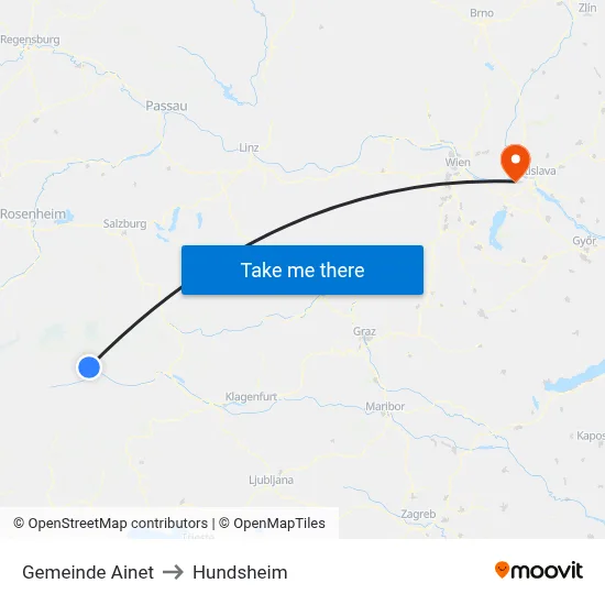 Gemeinde Ainet to Hundsheim map