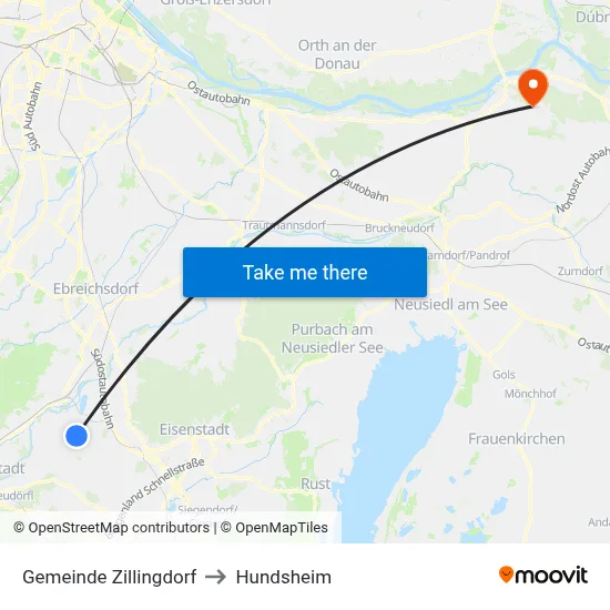 Gemeinde Zillingdorf to Hundsheim map