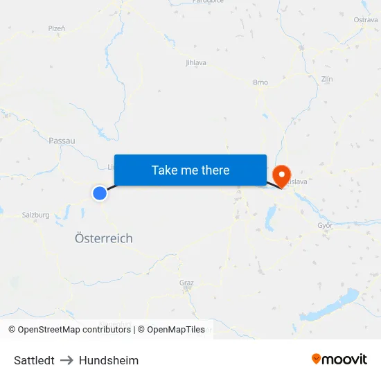 Sattledt to Hundsheim map