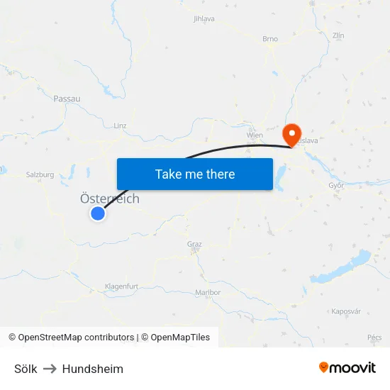 Sölk to Hundsheim map