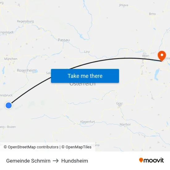 Gemeinde Schmirn to Hundsheim map